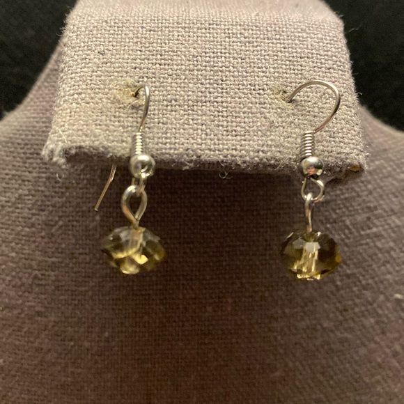 Translucent Yellow acrylic beaded silver tone necklace with matching earrings - Picture 5 of 8